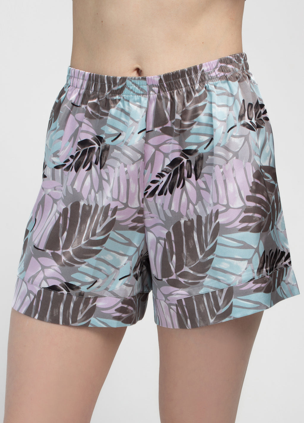 Kurzer Seidenpyjama LEAFSONG 6042/050 (mokko print)