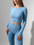 Kurzes Top mit langen Ärmeln CROP TOP (lacecap hydrangea)