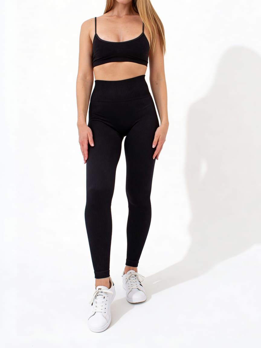 Gerippte Push-up-Leggings LEGGINGS RIB (black)