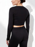Kurzes Top mit langen Ärmeln CROP TOP (nero)