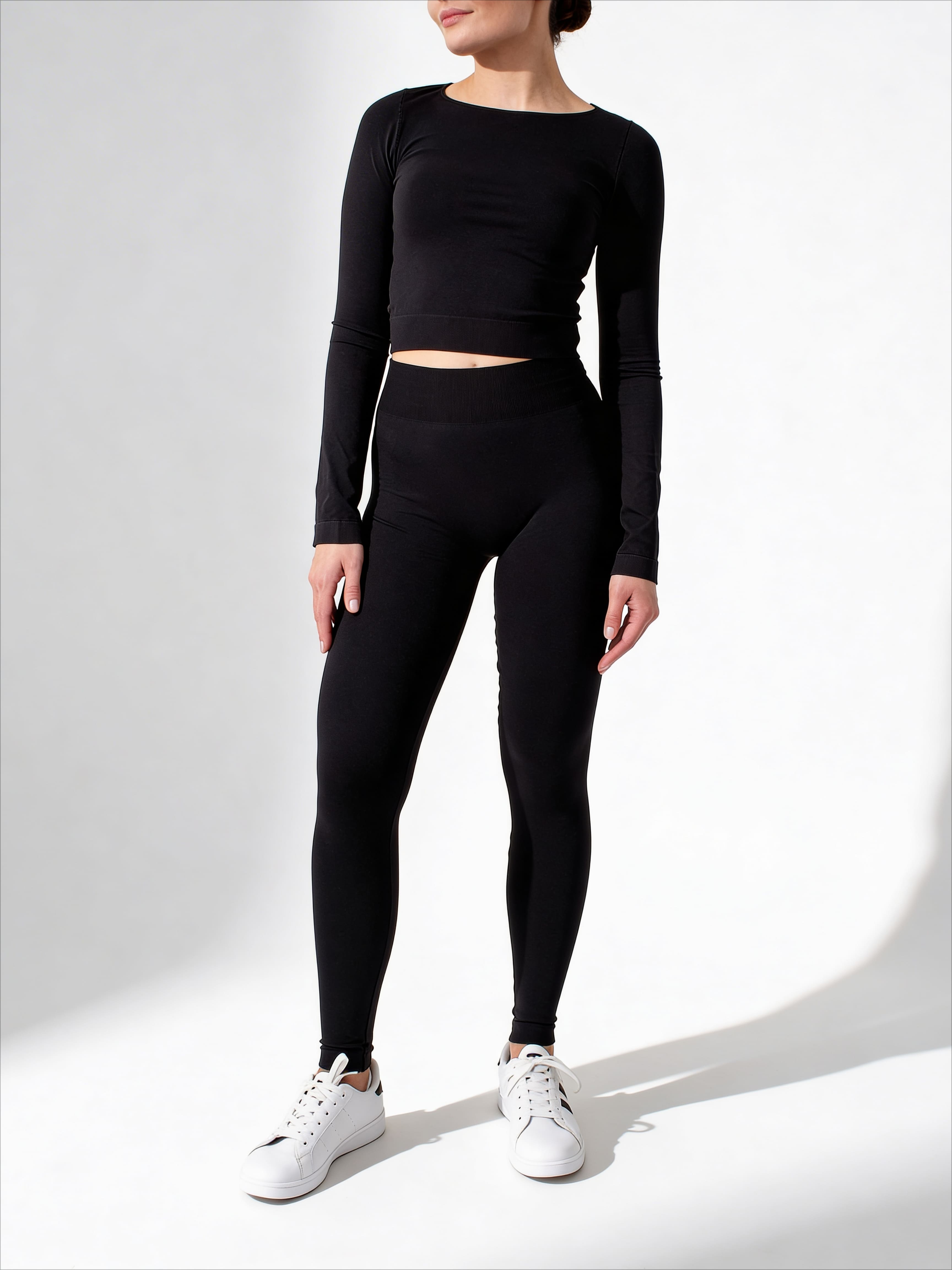 Kurzes Top mit langen Ärmeln CROP TOP (nero)