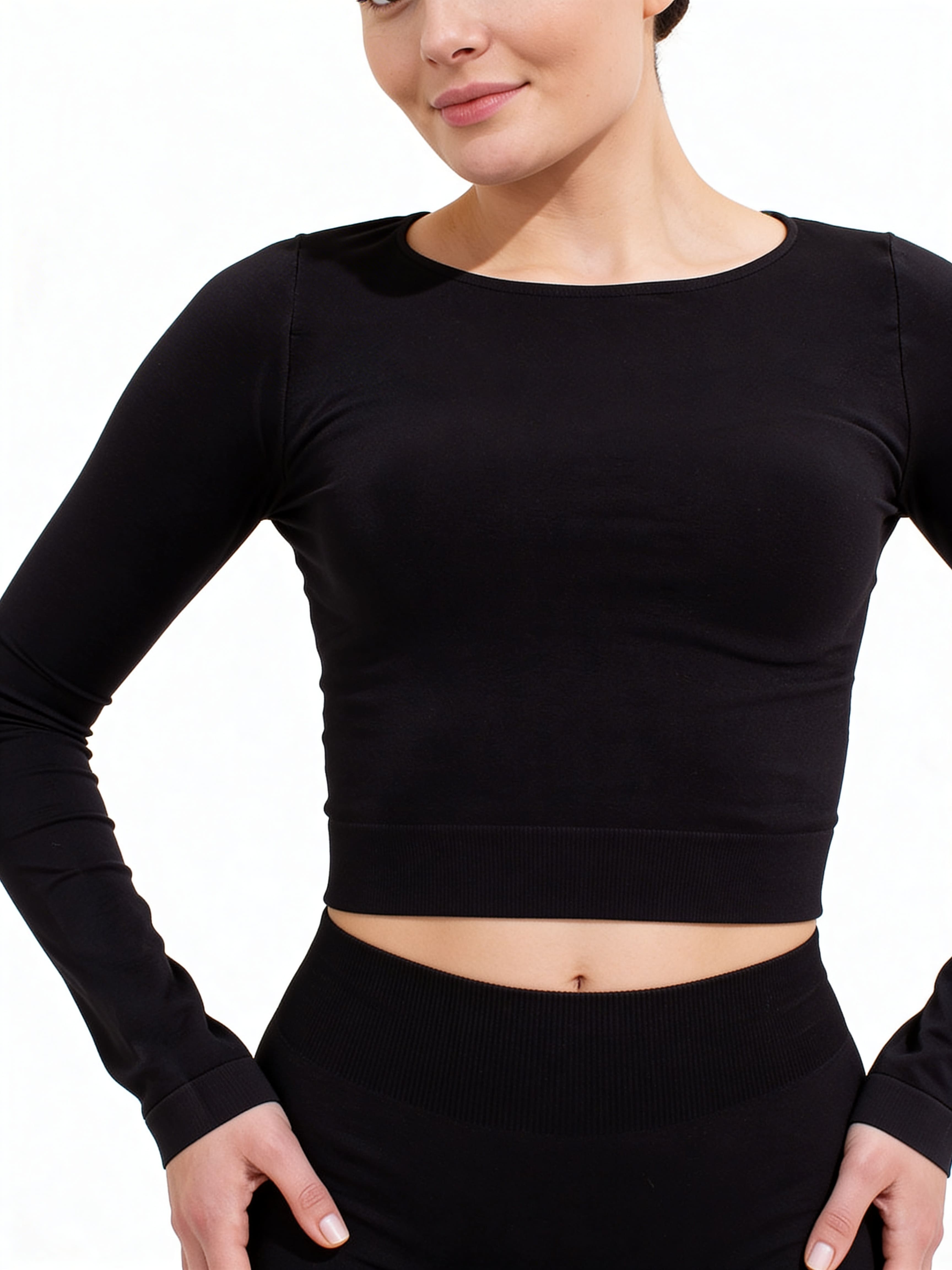 Kurzes Top mit langen Ärmeln CROP TOP (nero)