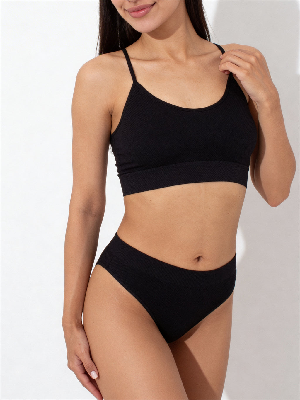 Nahtloser Brazilian Slip mit körniger Textur BRASILIAN BRIEFS GRAIN (black)