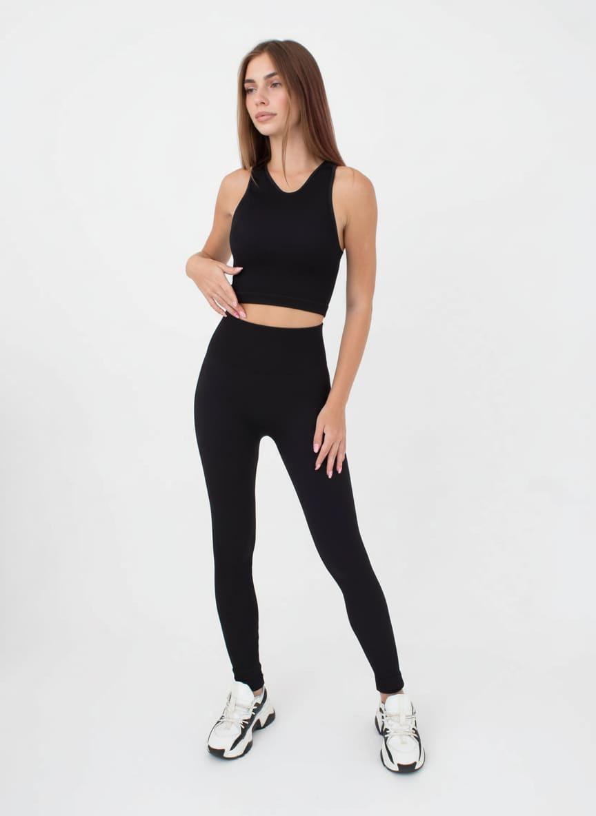 Nahtloses geripptes Top HALTER TOP RIB (black)