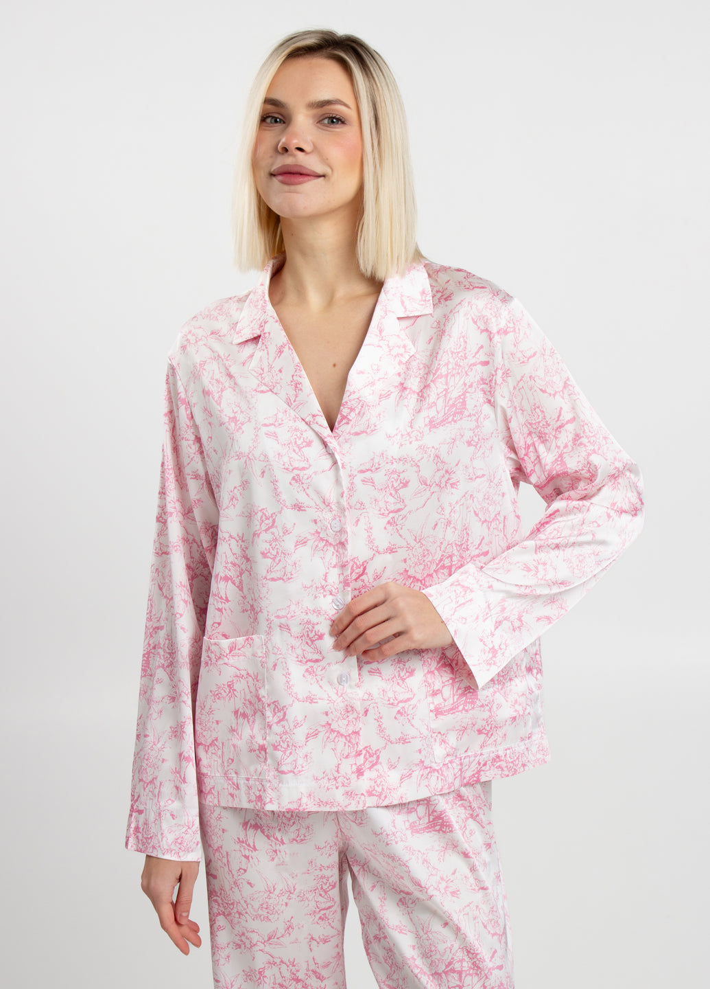Seidenpyjama TOILE SILK 5511/050 (white/pink toile de jouy)