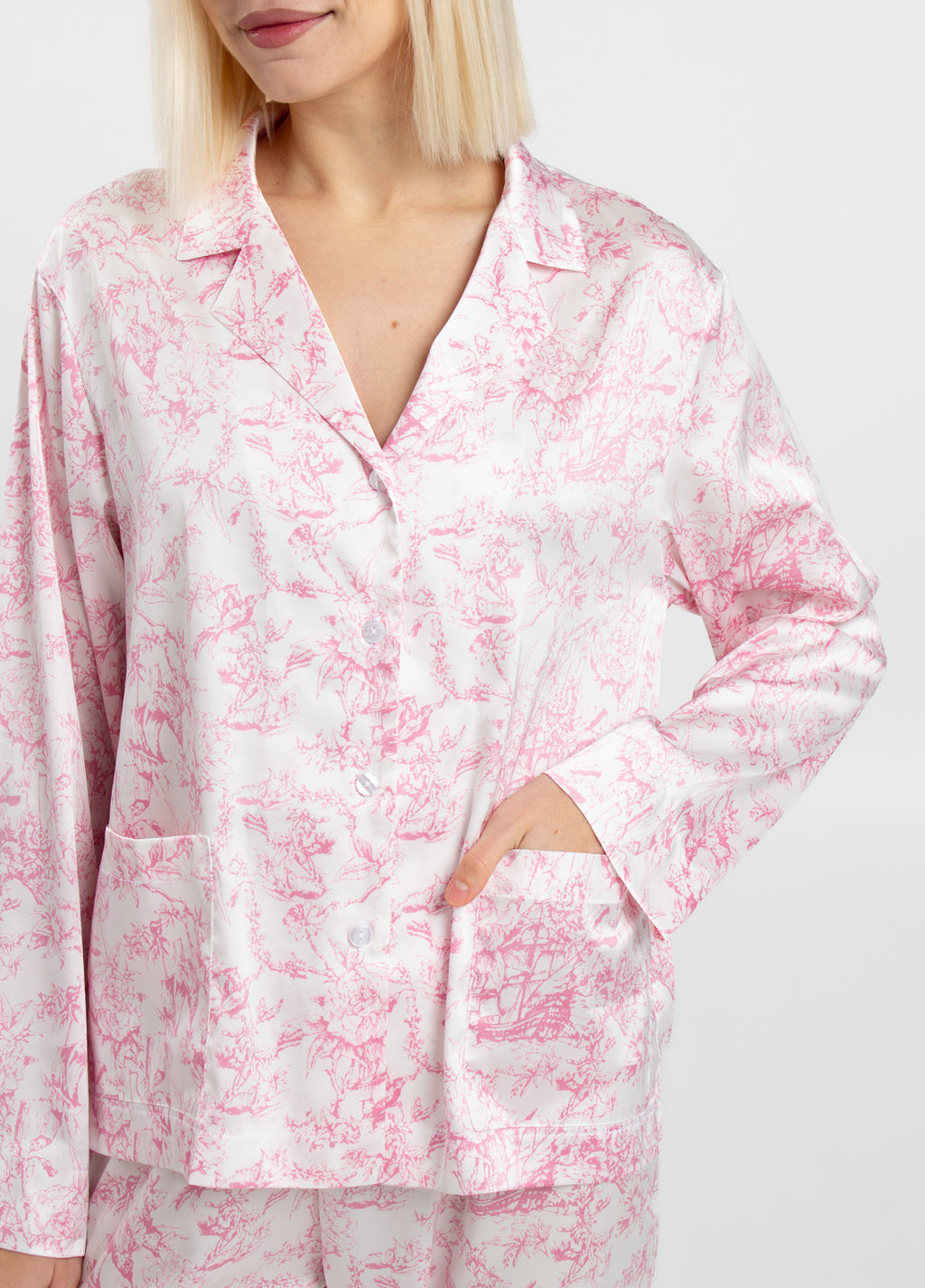 Seidenpyjama TOILE SILK 5511/050 (white/pink toile de jouy)