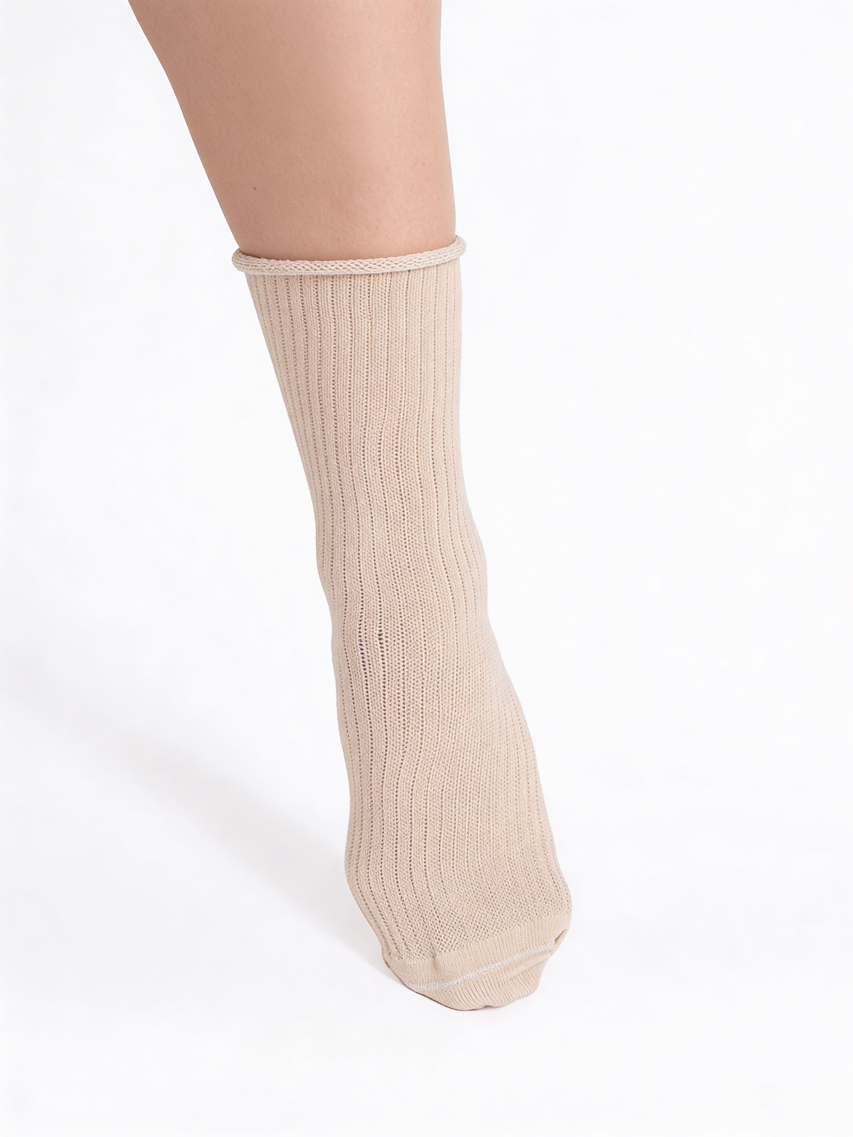 Hoche gerippte Damensocken WS4 RIB (sand)