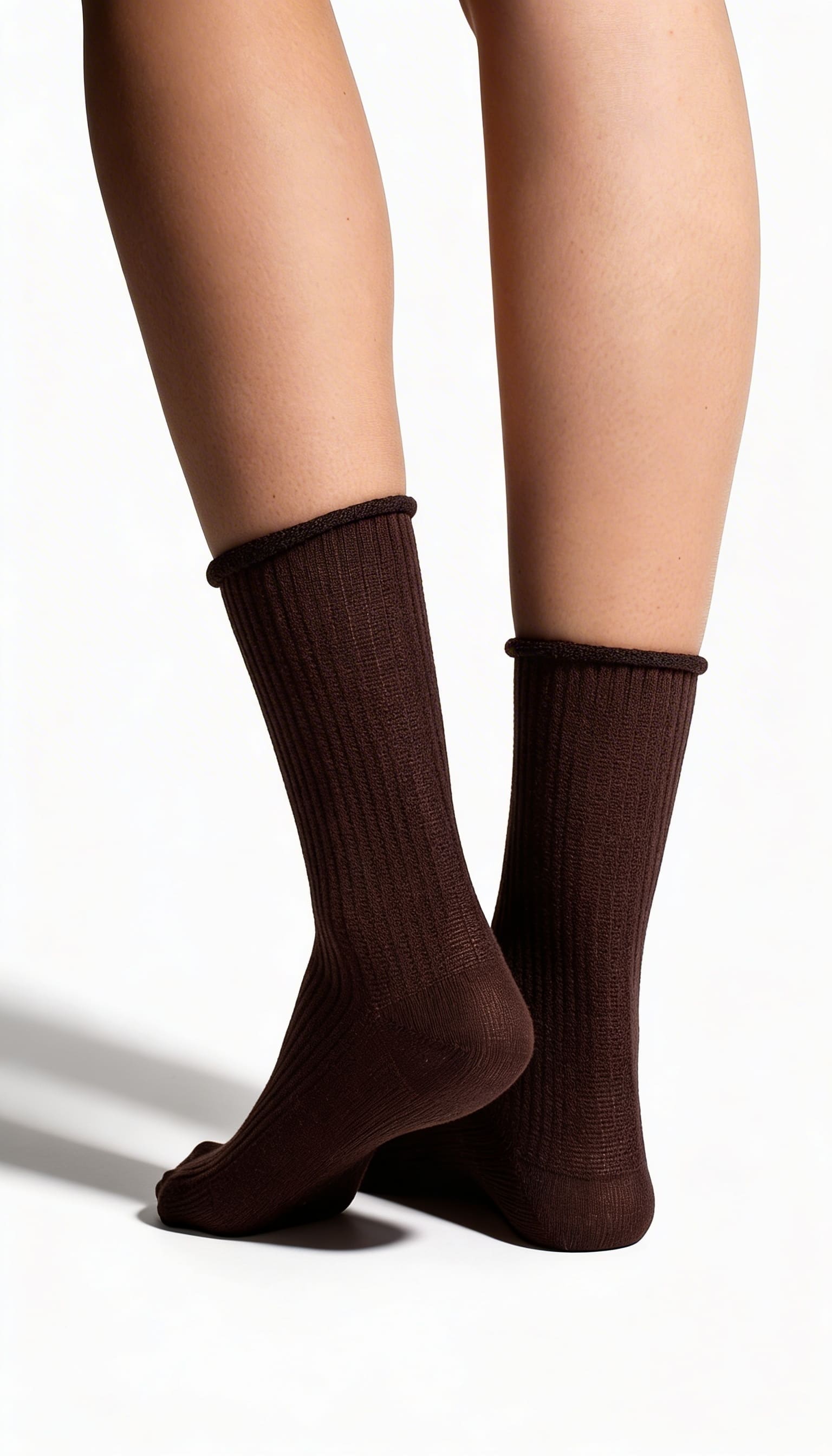 Hoche gerippte Damensocken WS4 RIB (chocolate)