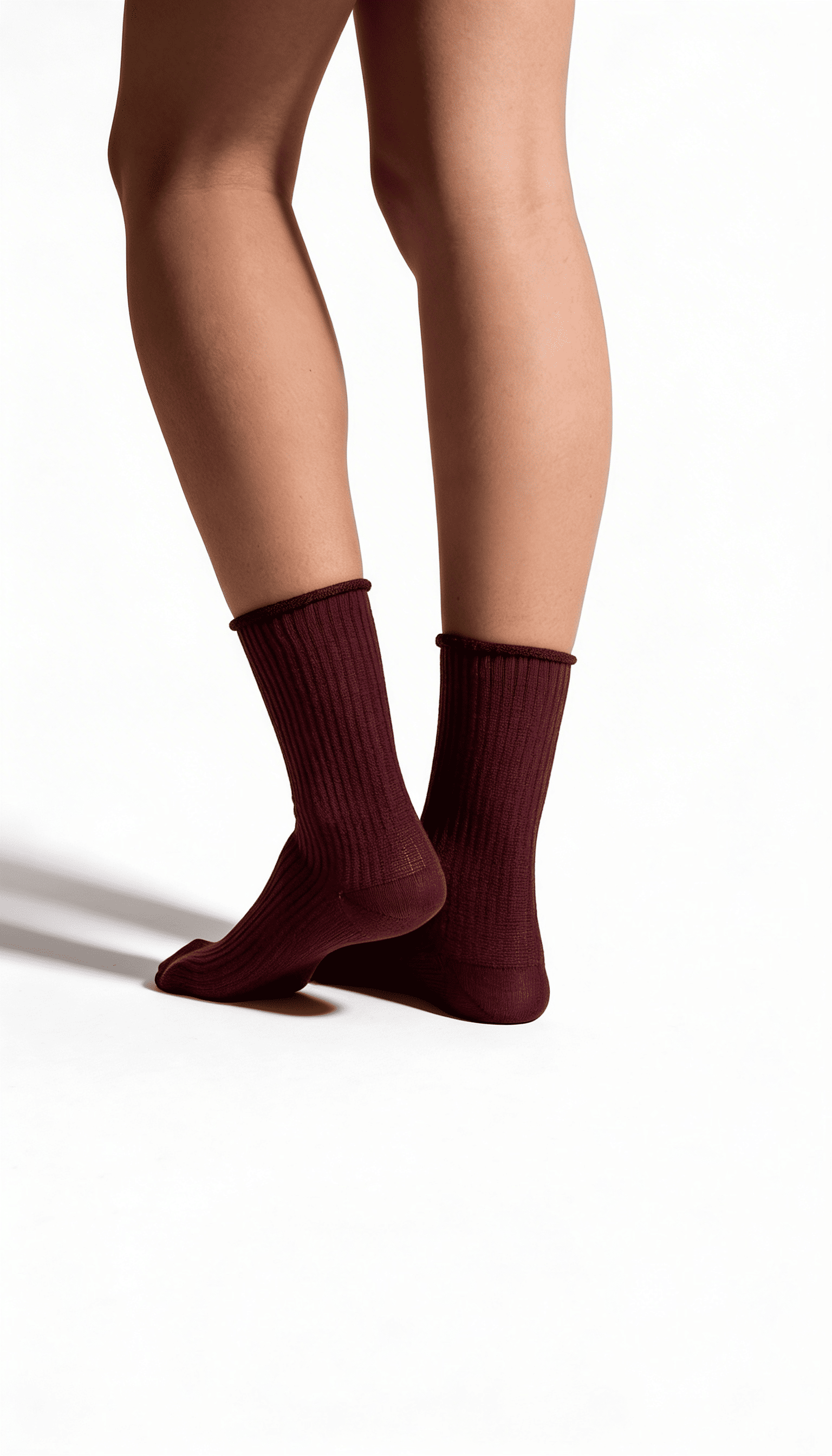 Hoche gerippte Damensocken WS4 RIB (marsala)