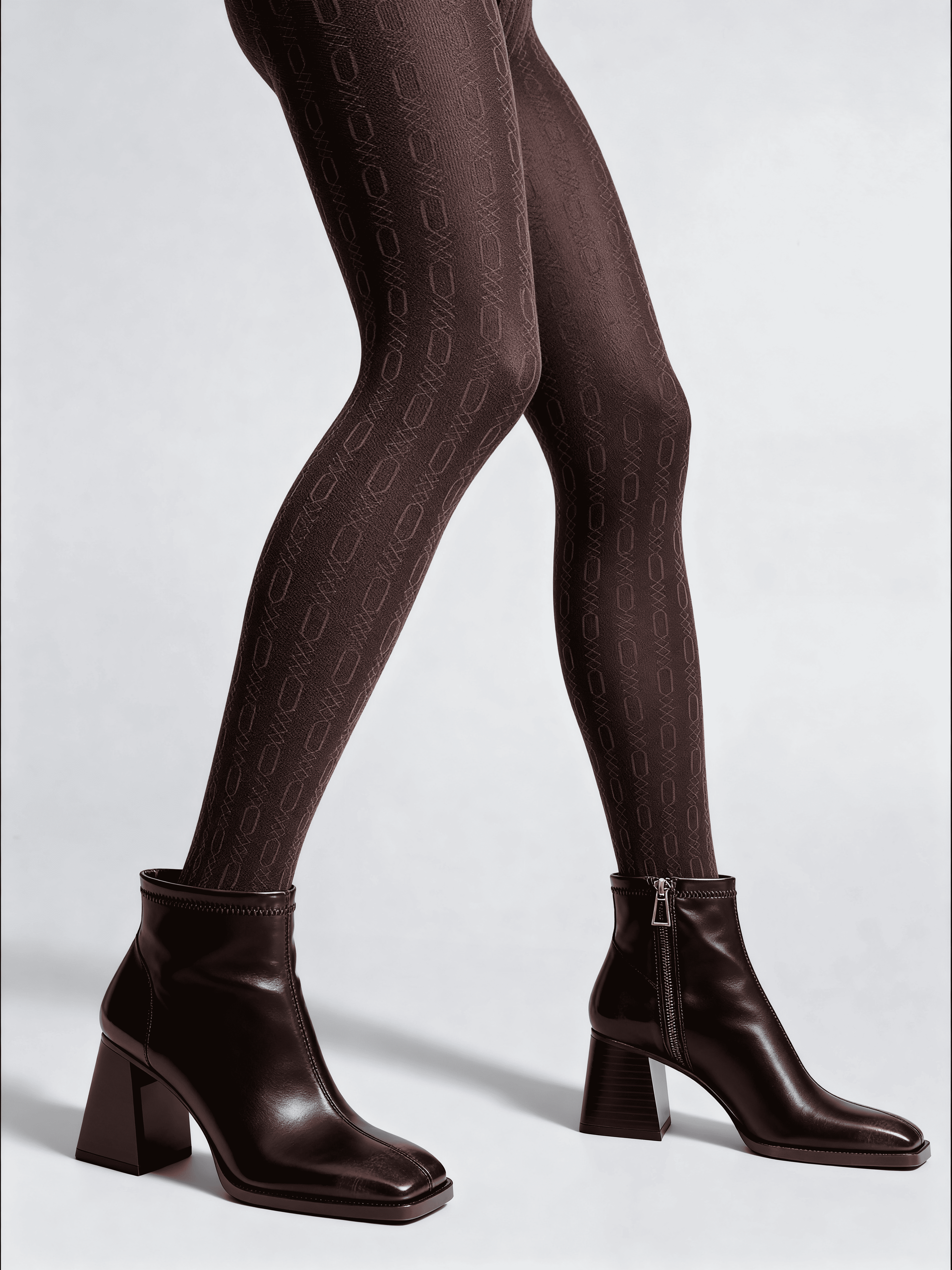 Baumwollstrumpfhose mit Muster BRAID 150 (3) (deep taupe)