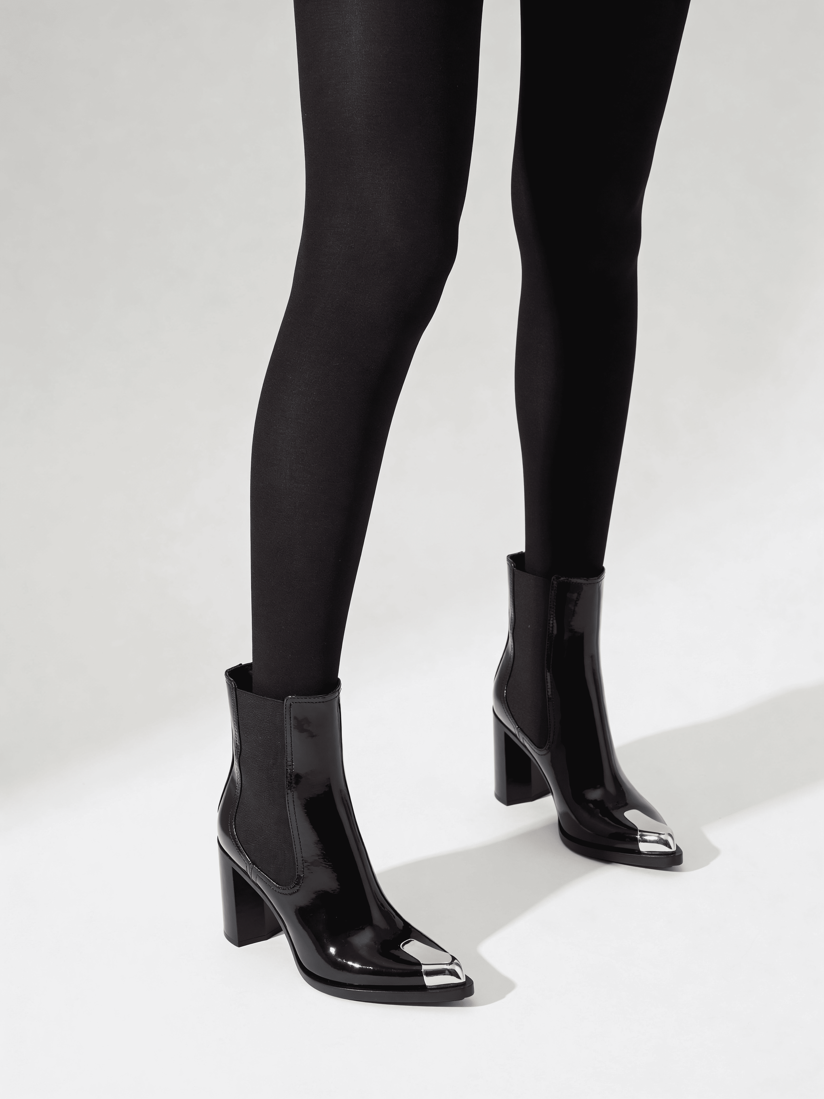 Warme Strumpfhose mit Silikonbund IMPRESSO 100 (nero)