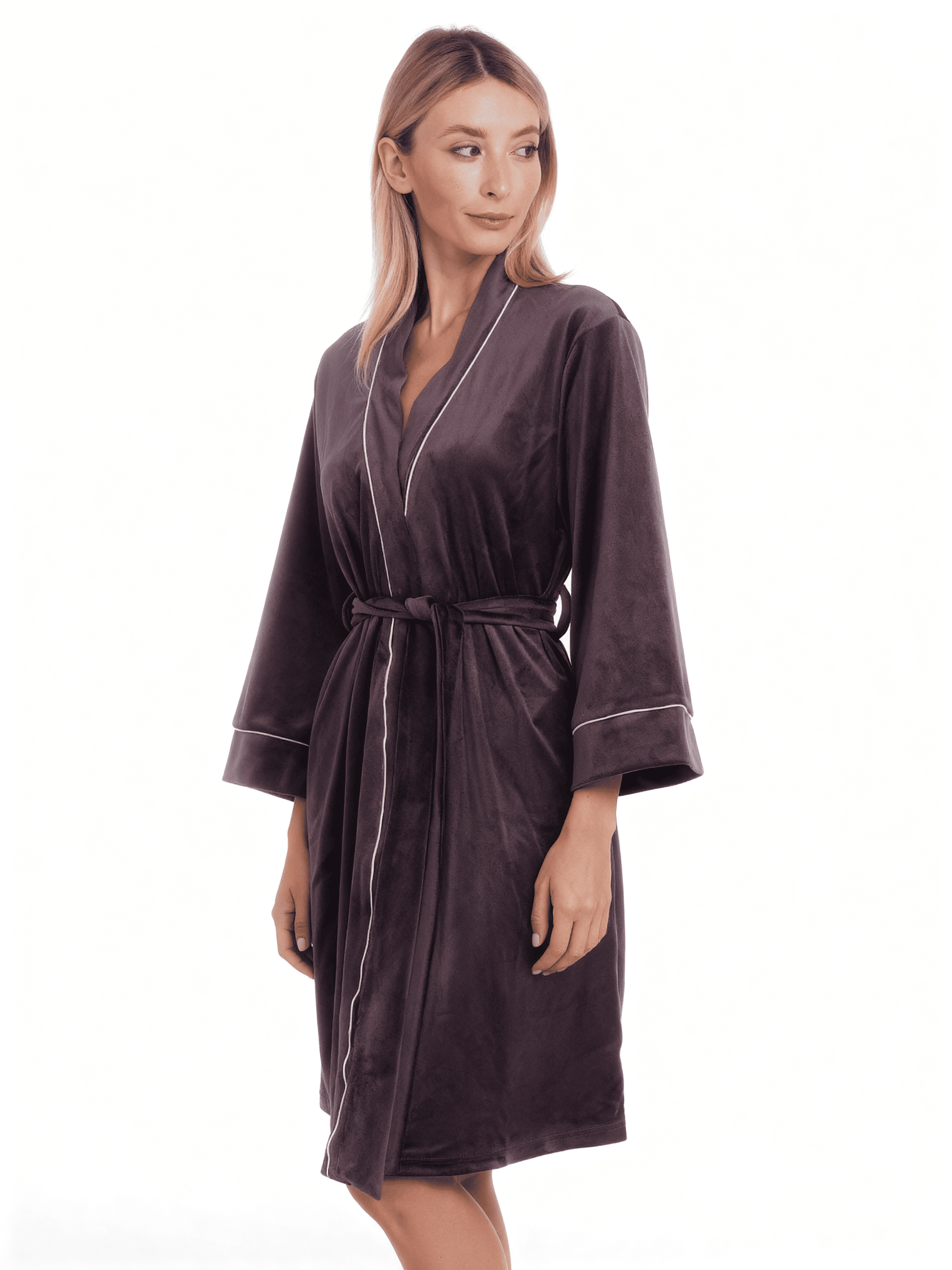 Velourbademantel mit Gürtel SOFT WINTER 7320/080 (dark lavender)