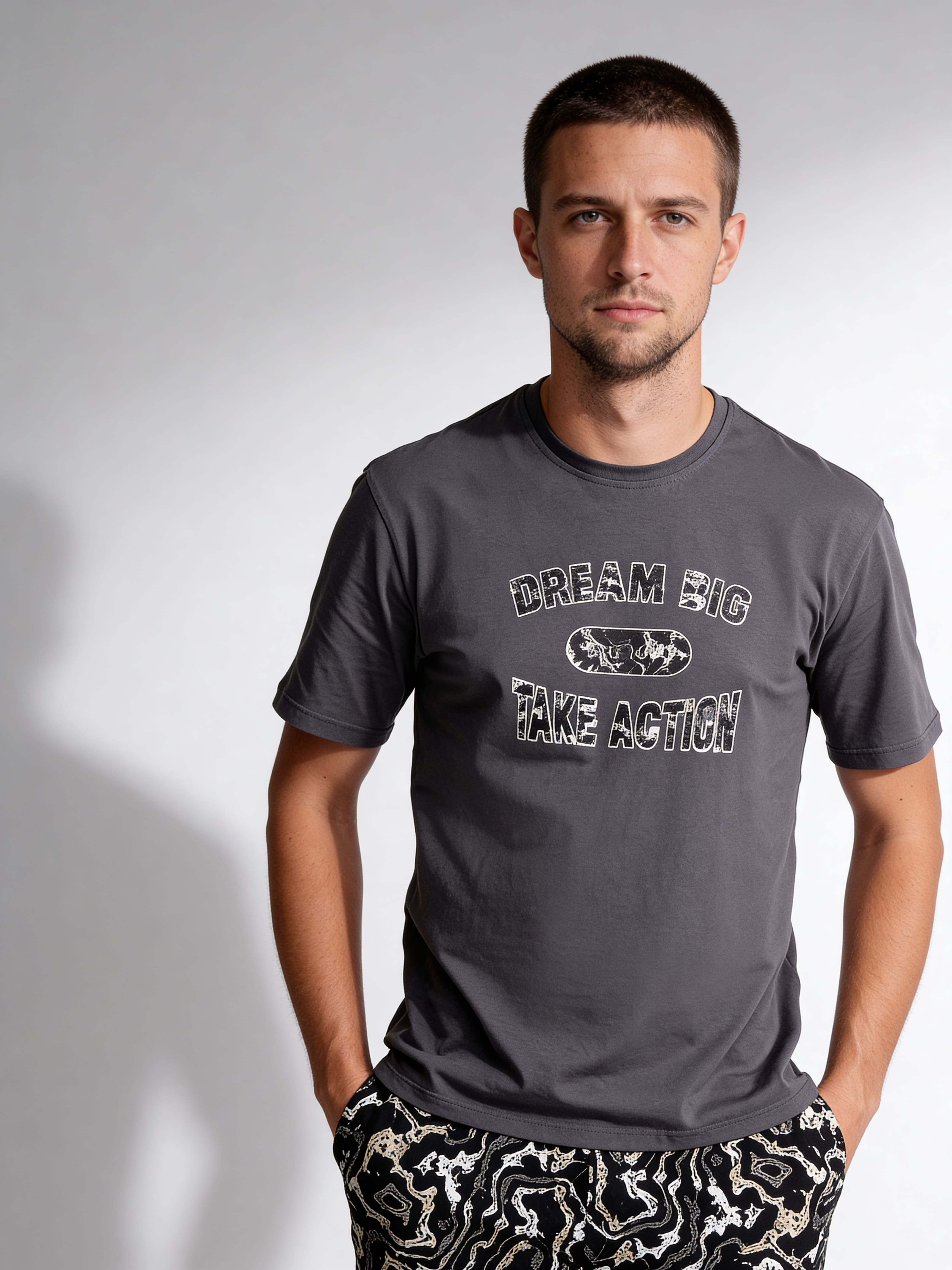 Herren-T-Shirt mit Aufdruck STREET SEAL 4602/010 (antracite/letter print)