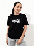Bedrucktes T-shirt T-shirt print 4802/60 (black/flowers)