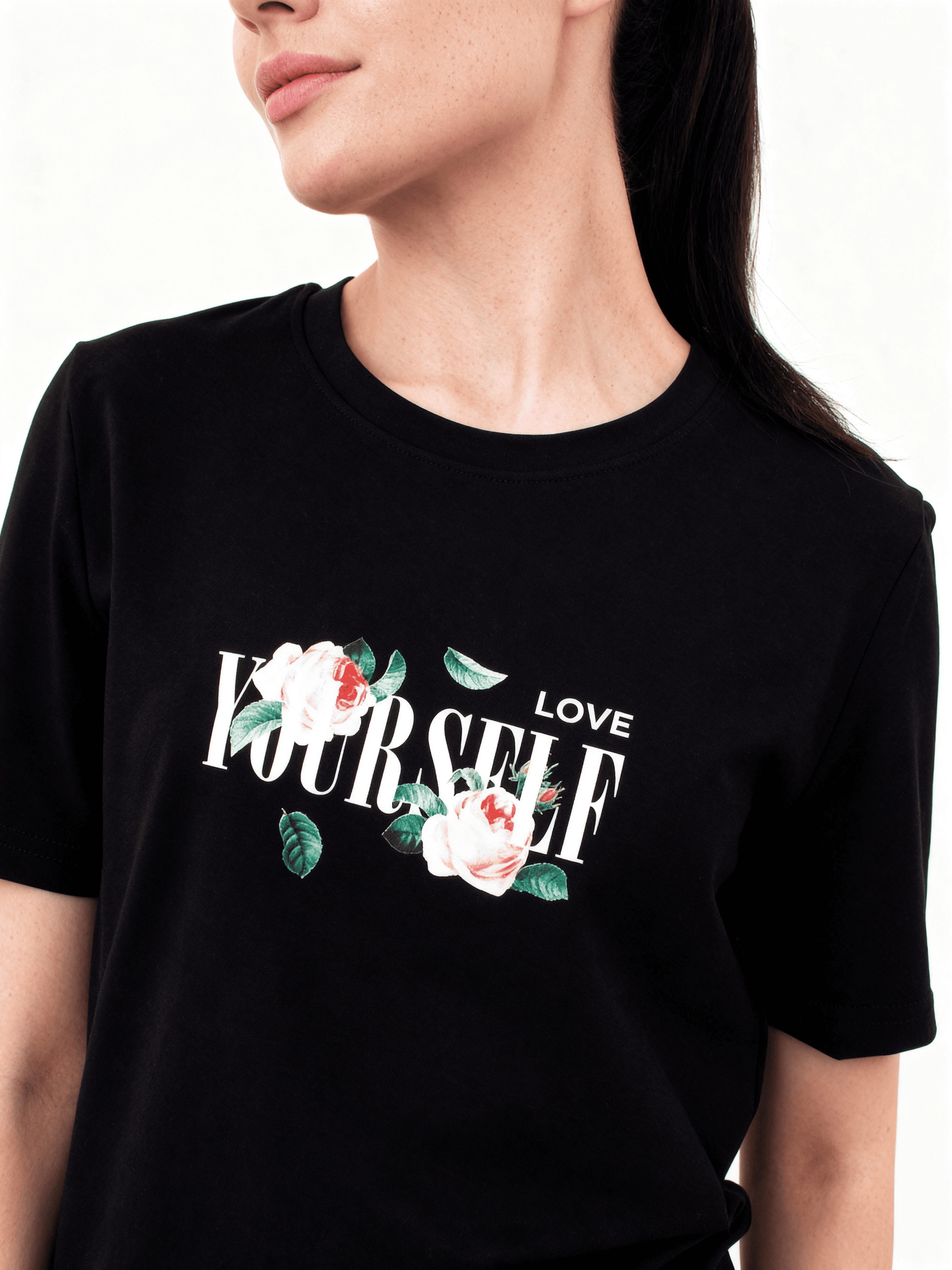 Bedrucktes T-shirt T-shirt print 4802/60 (black/flowers)