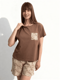 Pyjama aus Baumwolle WHISPER HEARTS 6127/010 (pale yellow/brown hearts/mokko)