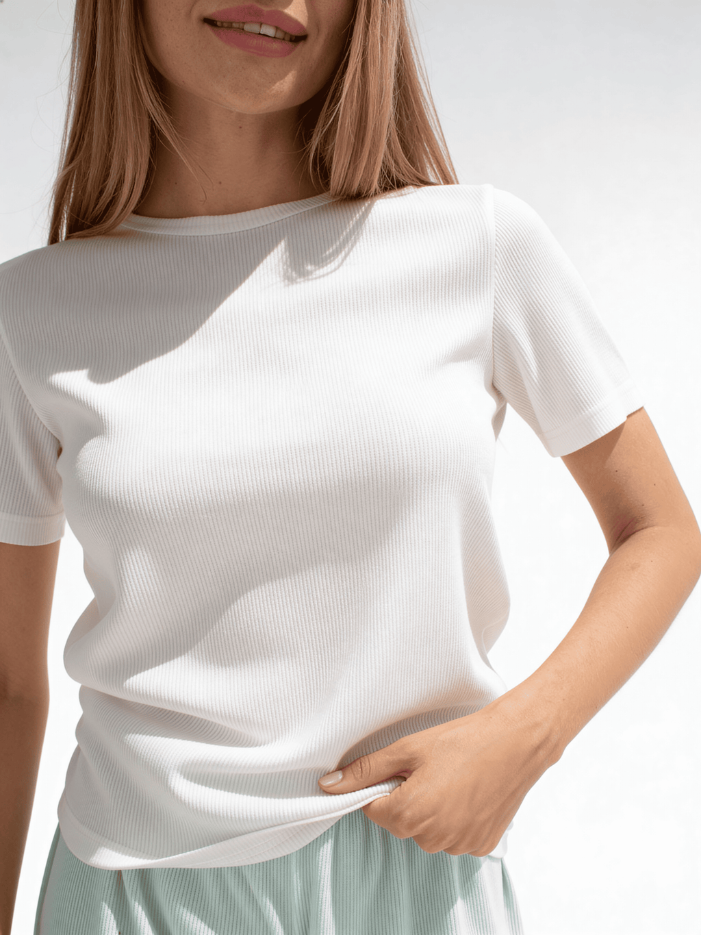 Geripptes T-Shirt RIB 4804/010 (milk)