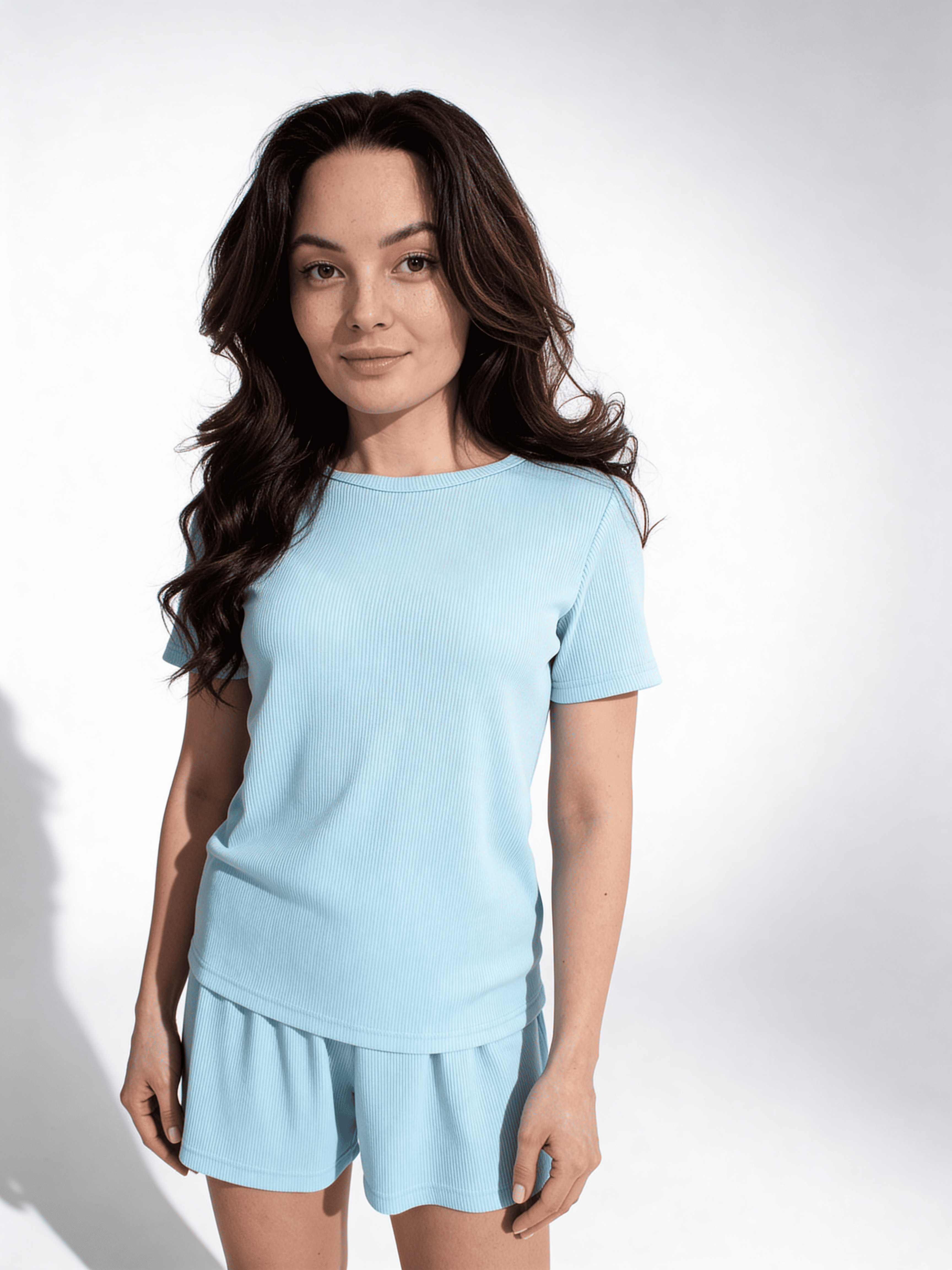 Geripptes T-Shirt RIB 4804/010 (sky blue)