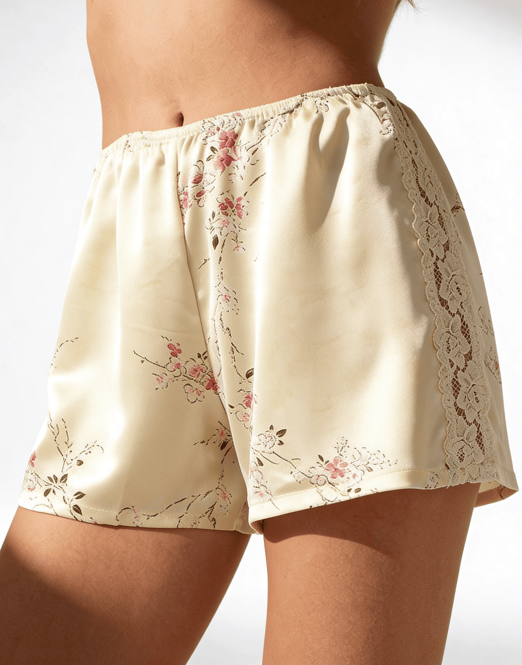 Seidepyjama mit Blümen SAKURA 6032/051 (light yellow)
