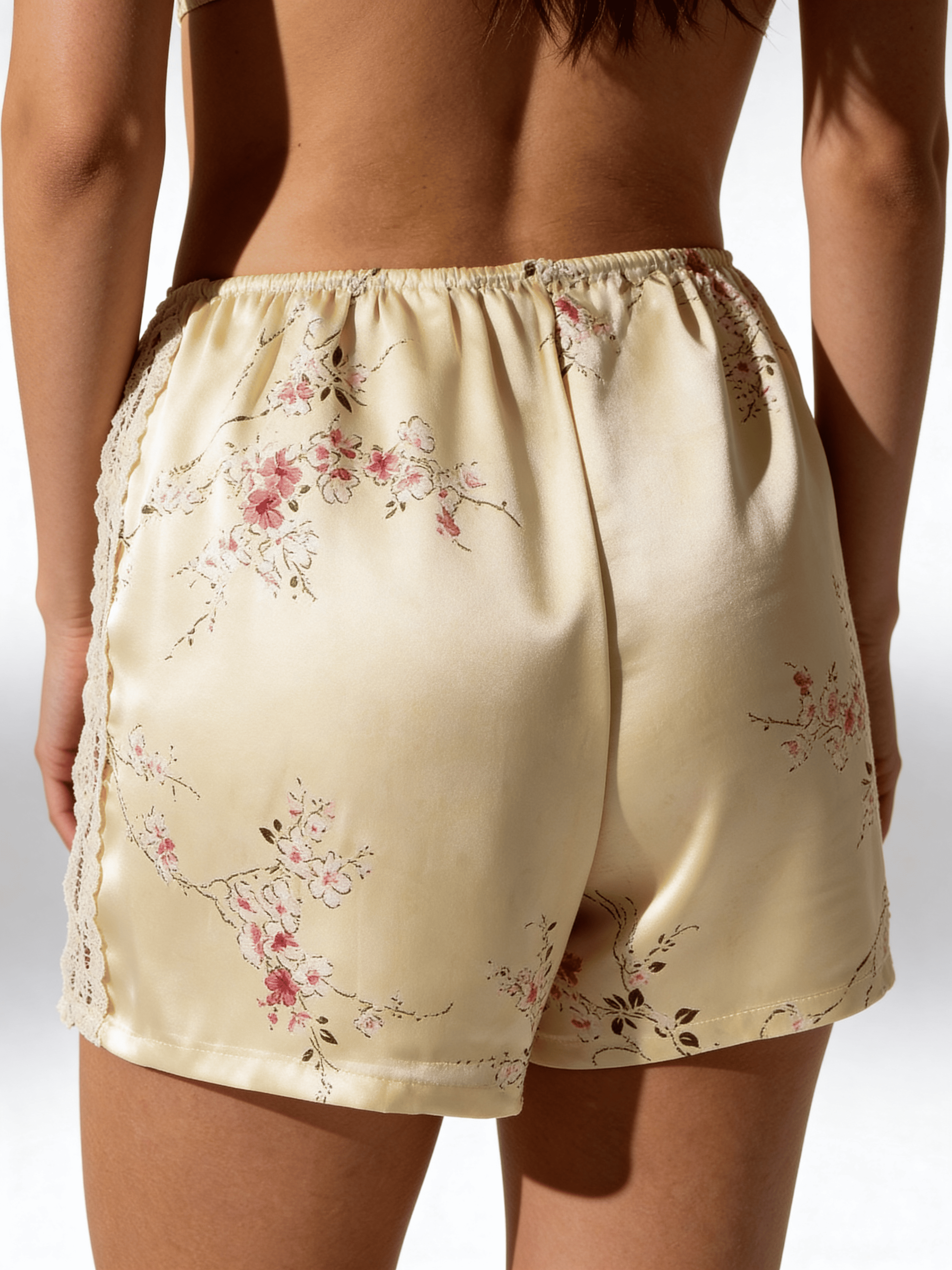 Seidepyjama mit Blümen SAKURA 6032/051 (light yellow)