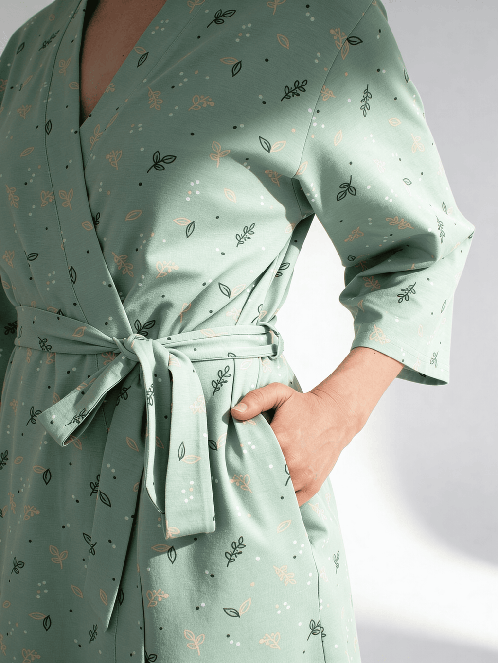 Morgenmantel aus Baumwolle SERENE GREENS 7235/010 (muted mint)