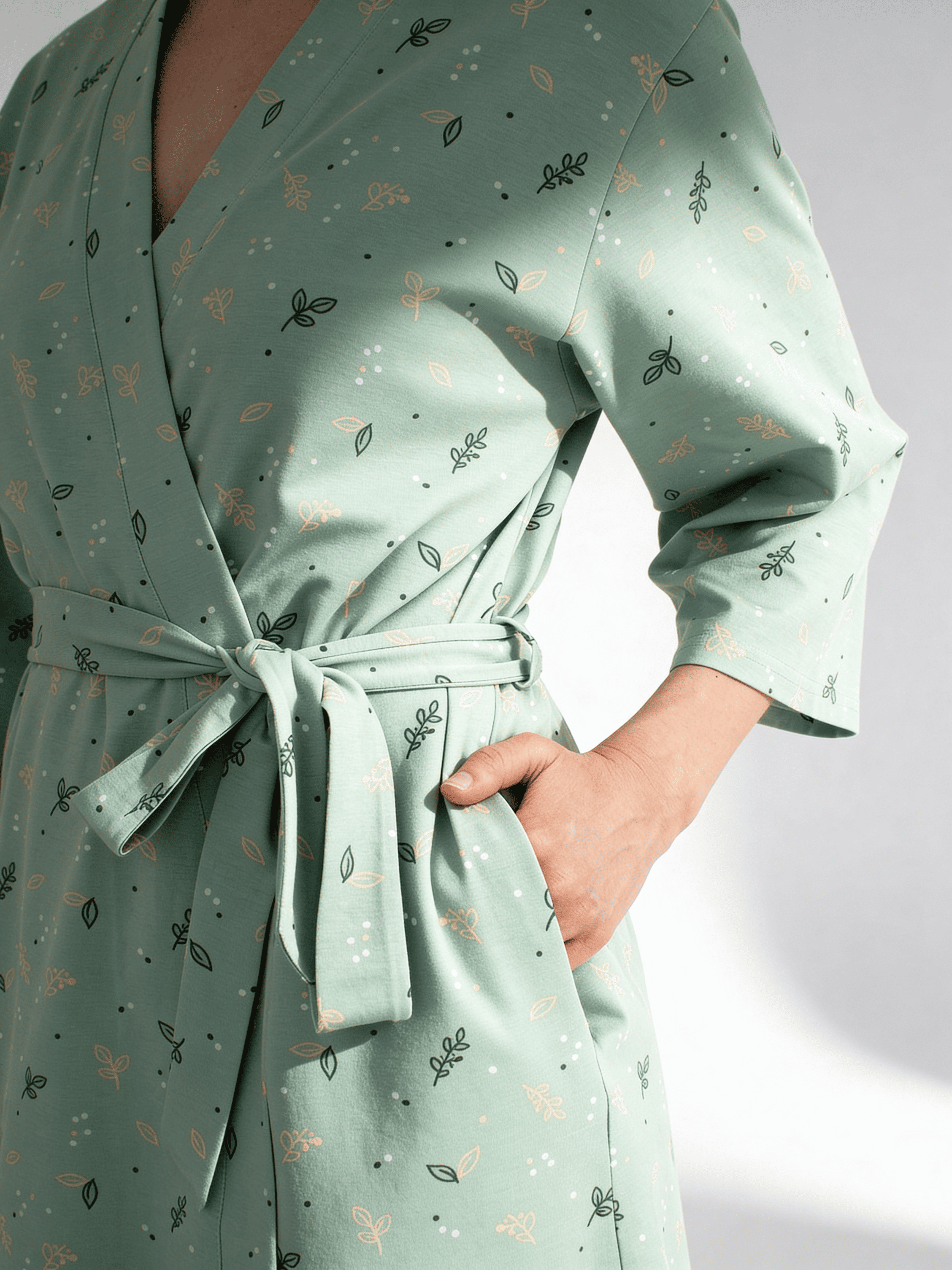 Morgenmantel aus Baumwolle SERENE GREENS 7235/010 (muted mint)