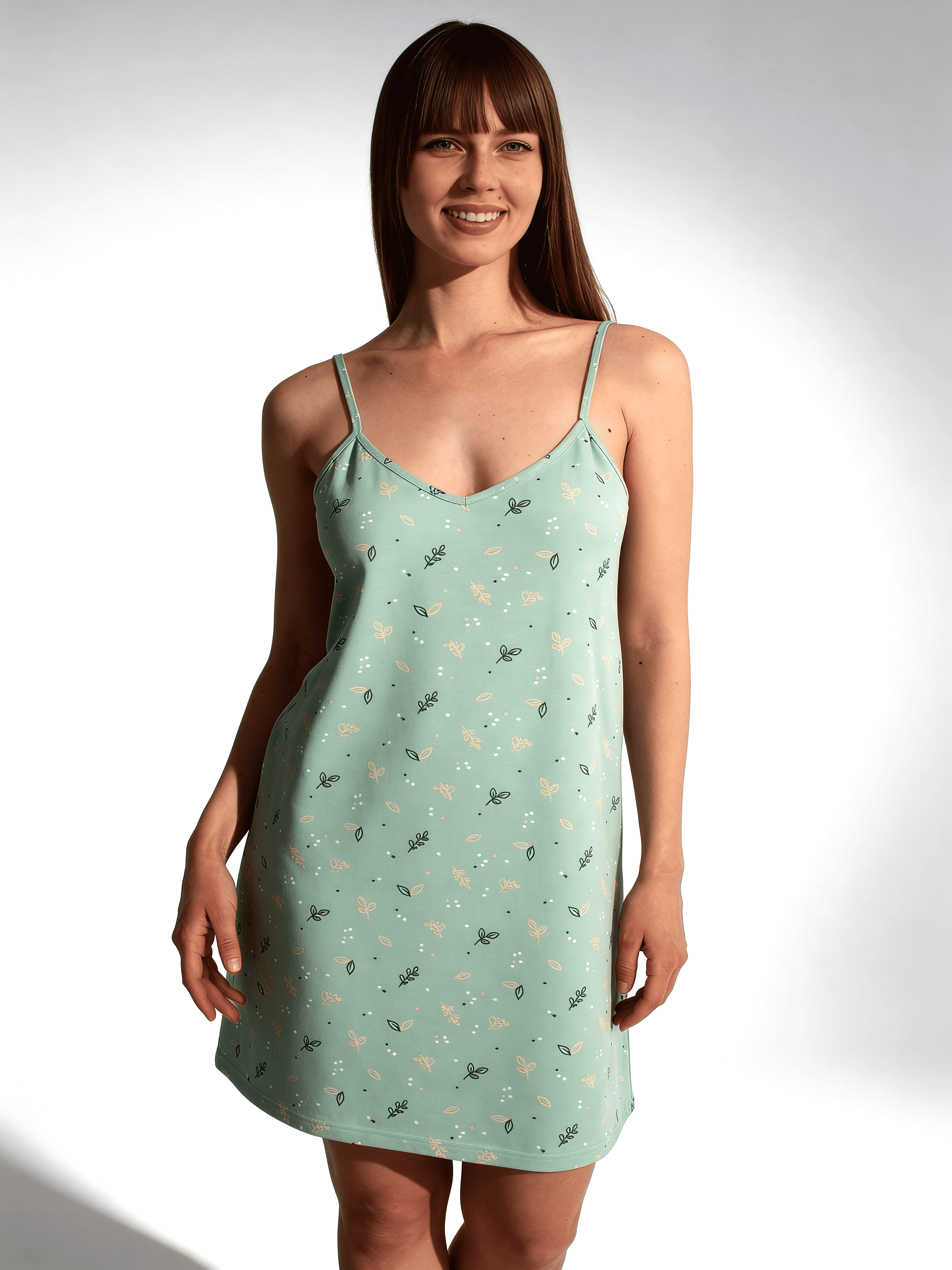 Nachthemd aus Baumwolle SERENE GREENS 8021/010 (muted mint)