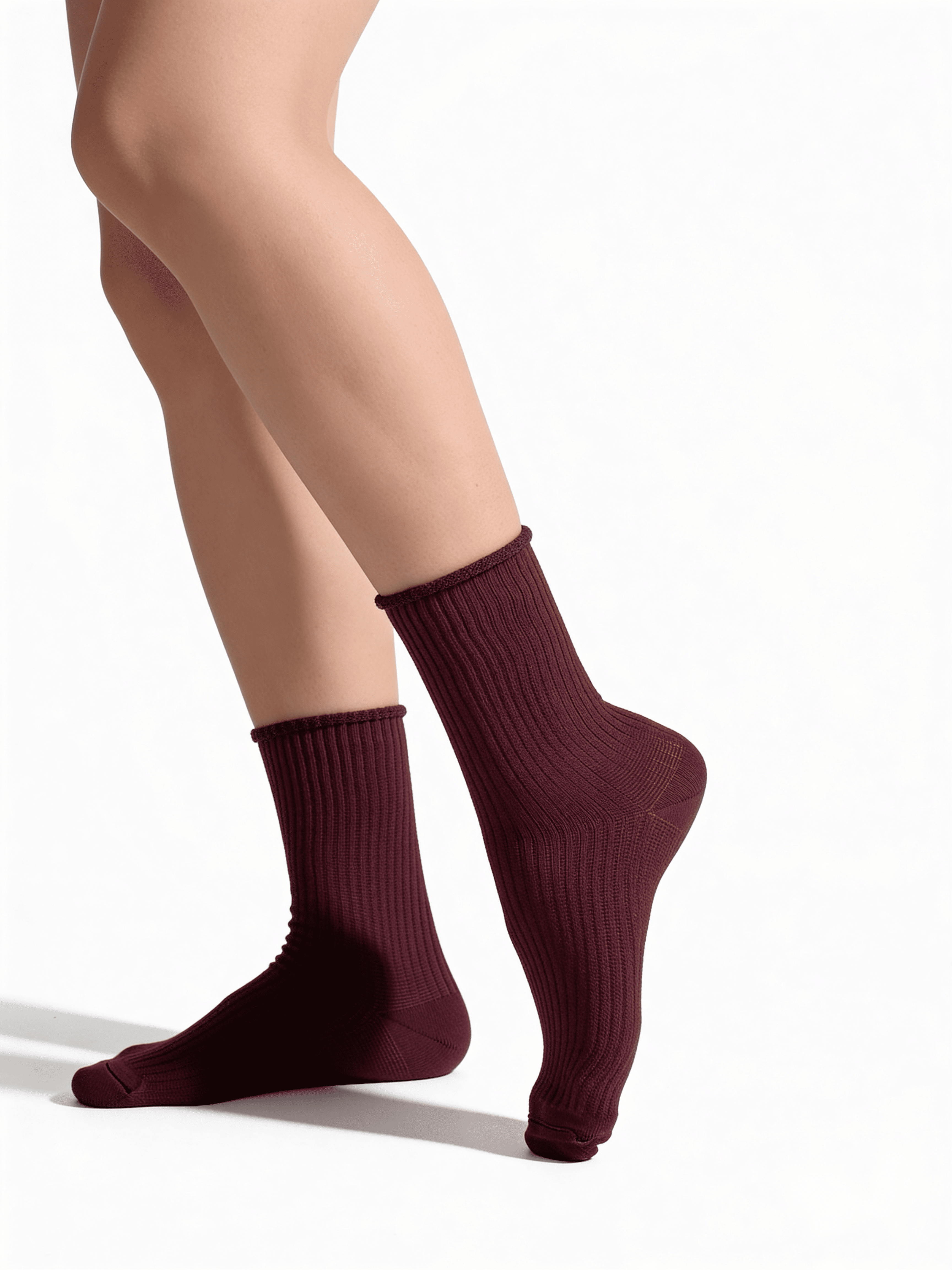 Hoche gerippte Damensocken WS4 RIB (marsala)