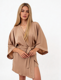 Morgenmantel aus Crinkle-Seide CREME FOLD 7205/050 (creamy beige)