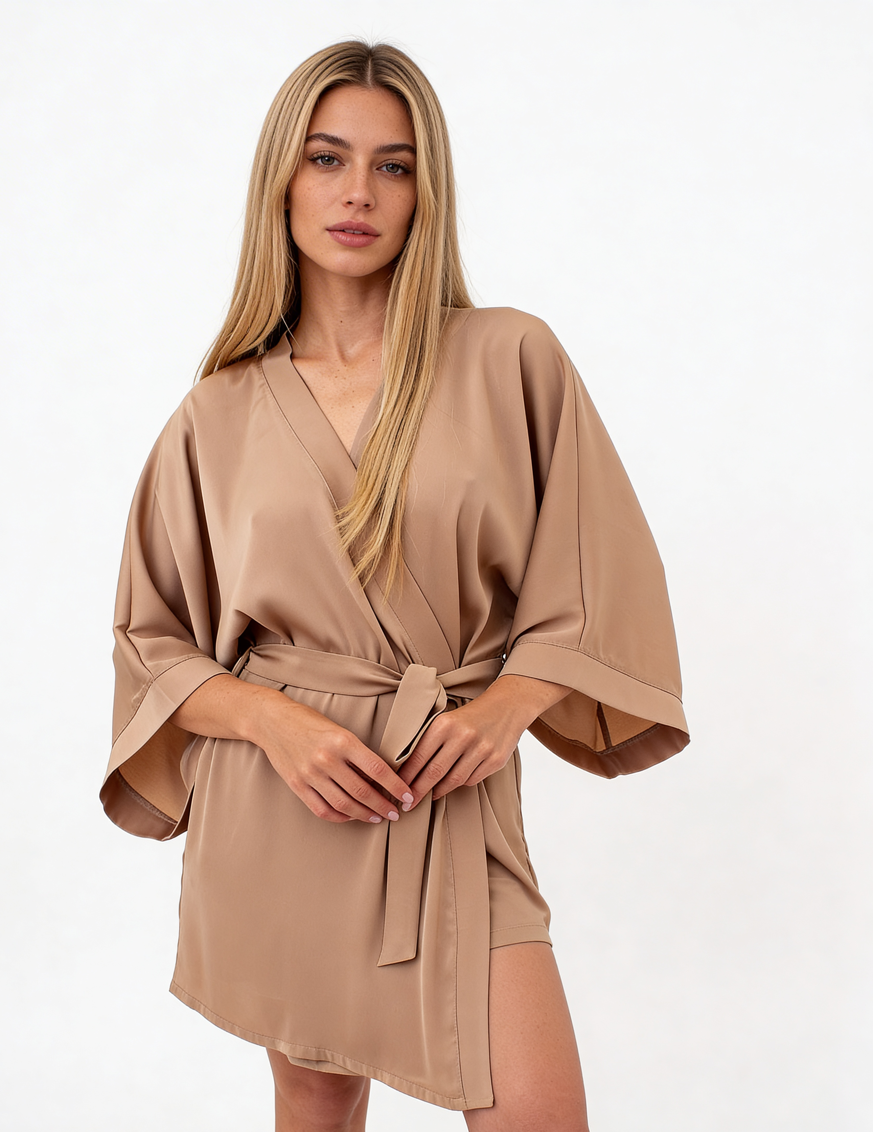 Morgenmantel aus Crinkle-Seide CREME FOLD 7205/050 (creamy beige)