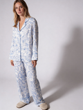 Pyjama FLOSSED IN FLOWERS 5507/040 (white/blue floral print/blue piping)