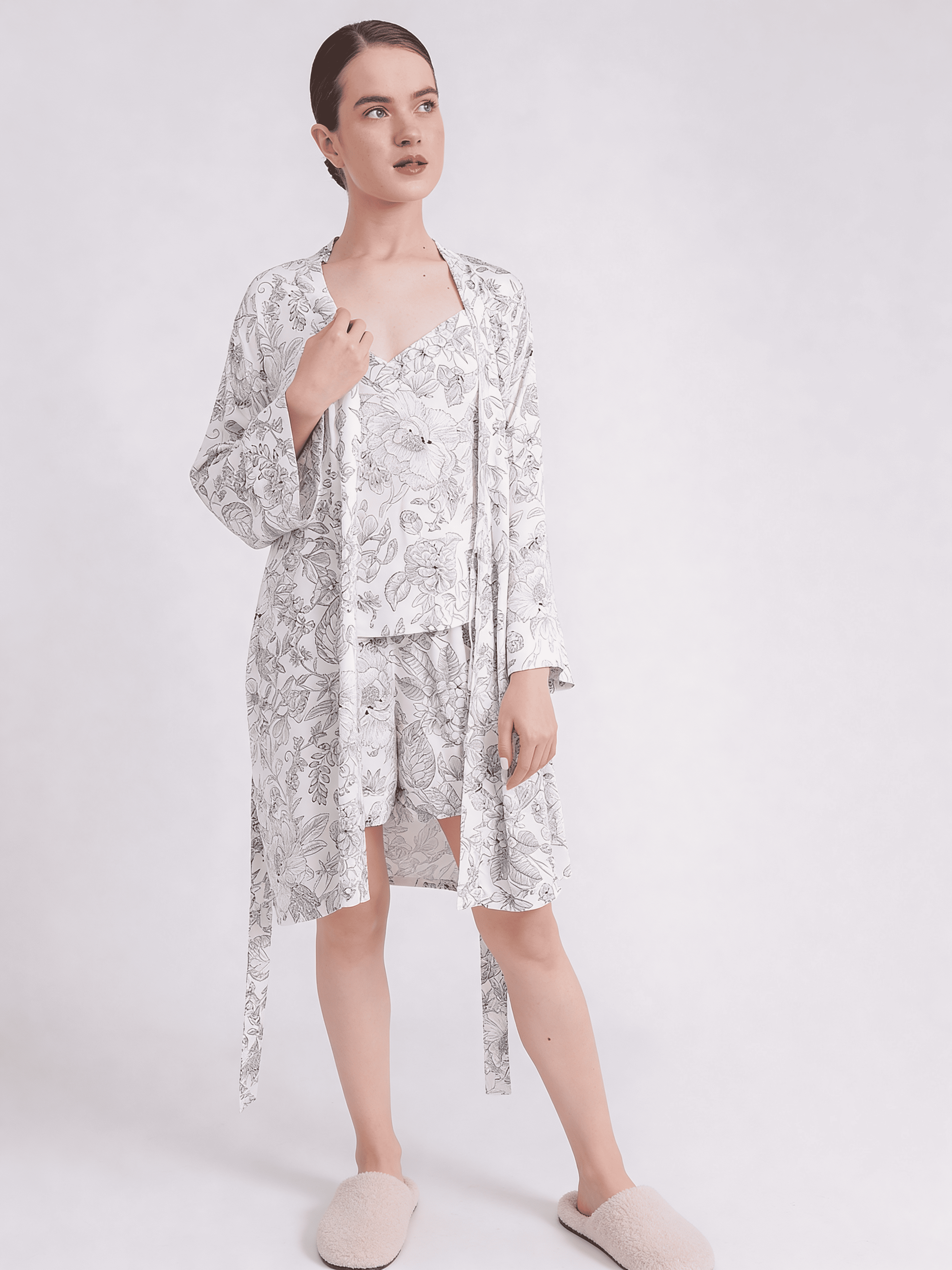 Pyjama mit Blumenmuster FLOSSED IN FLOWERS 6041/040 (white/black floral print)