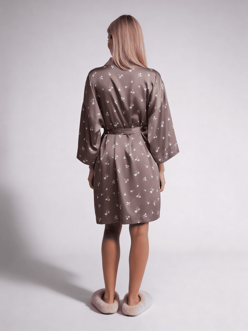 Morgenmantel mit Blumenmuster FLURISSE 7237/050 (deep taupe/floral print)