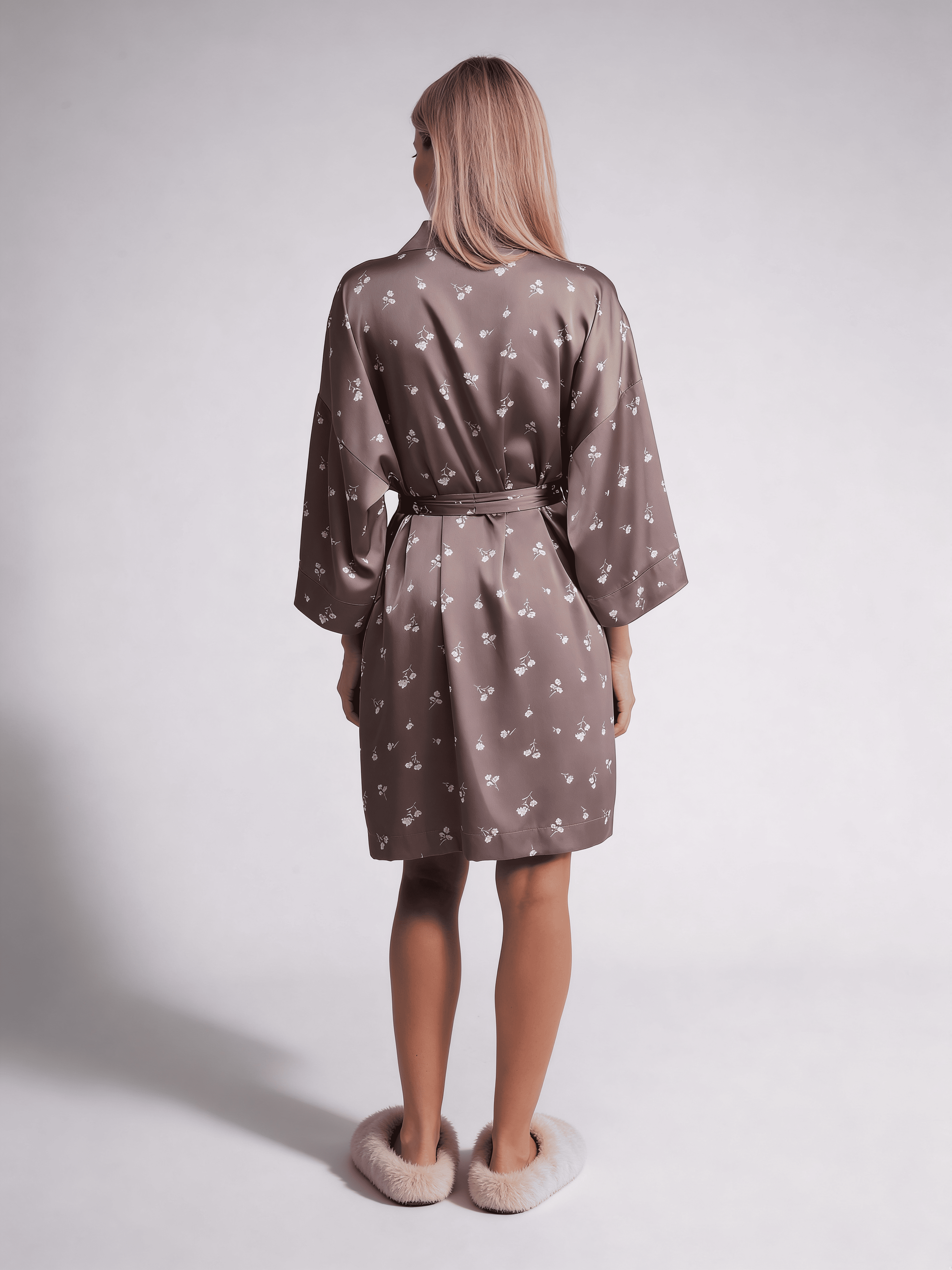 Morgenmantel mit Blumenmuster FLURISSE 7237/050 (deep taupe/floral print)