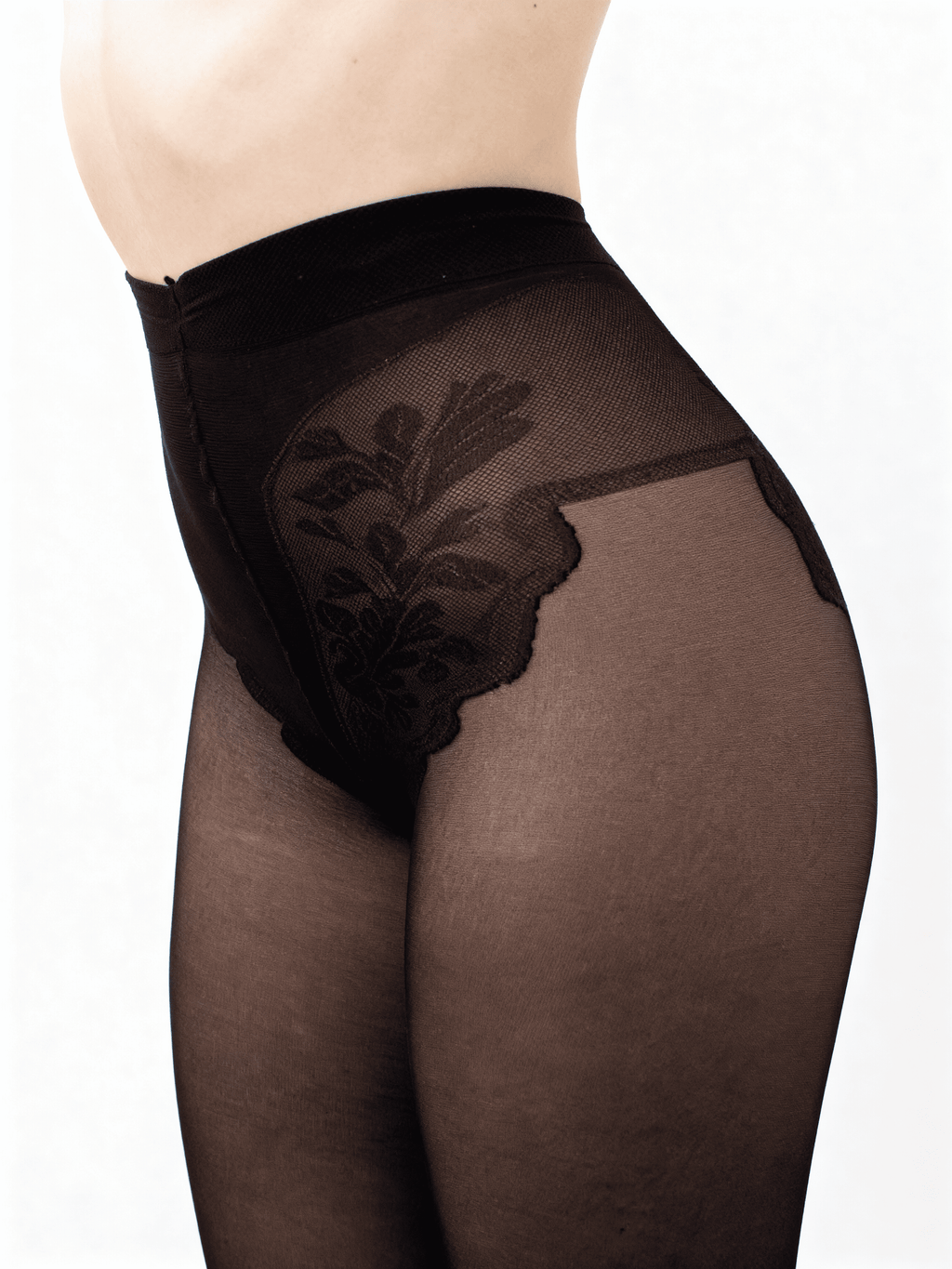 Strumpfhose s Spitzenslip BIKINI 40 (nero)