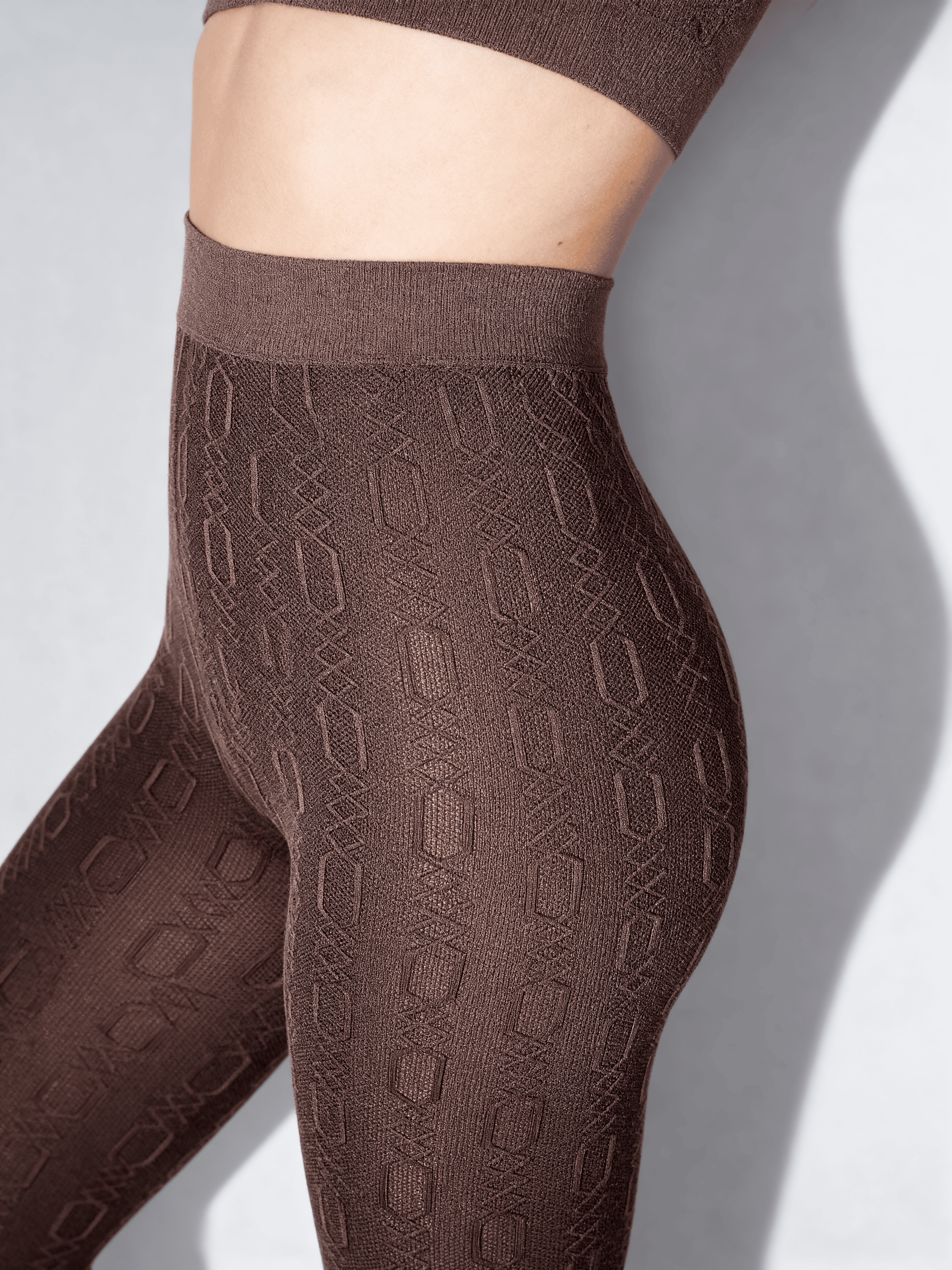 Baumwollstrumpfhose mit Muster BRAID 150 (3) (deep taupe)