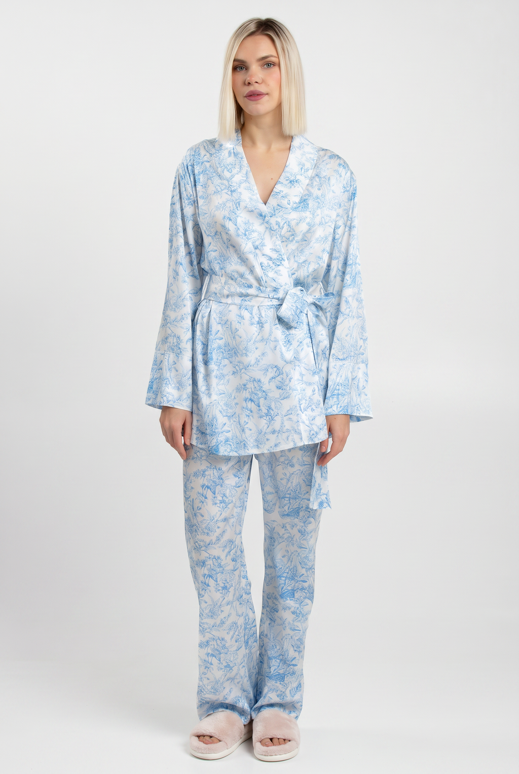 Seidenpyjama TOILE SILK 5512/050 (white/blue toile de jouy)