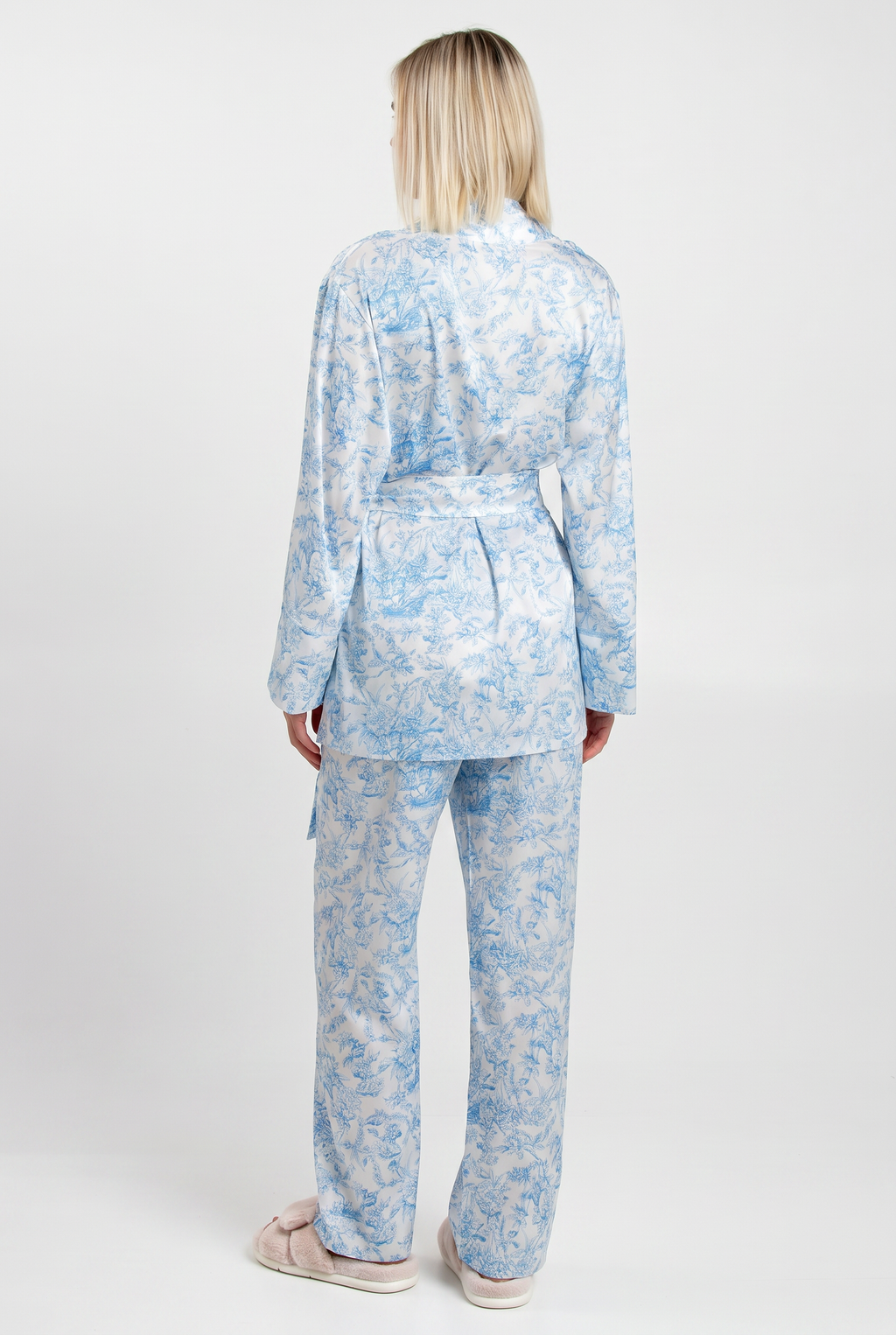 Seidenpyjama TOILE SILK 5512/050 (white/blue toile de jouy)