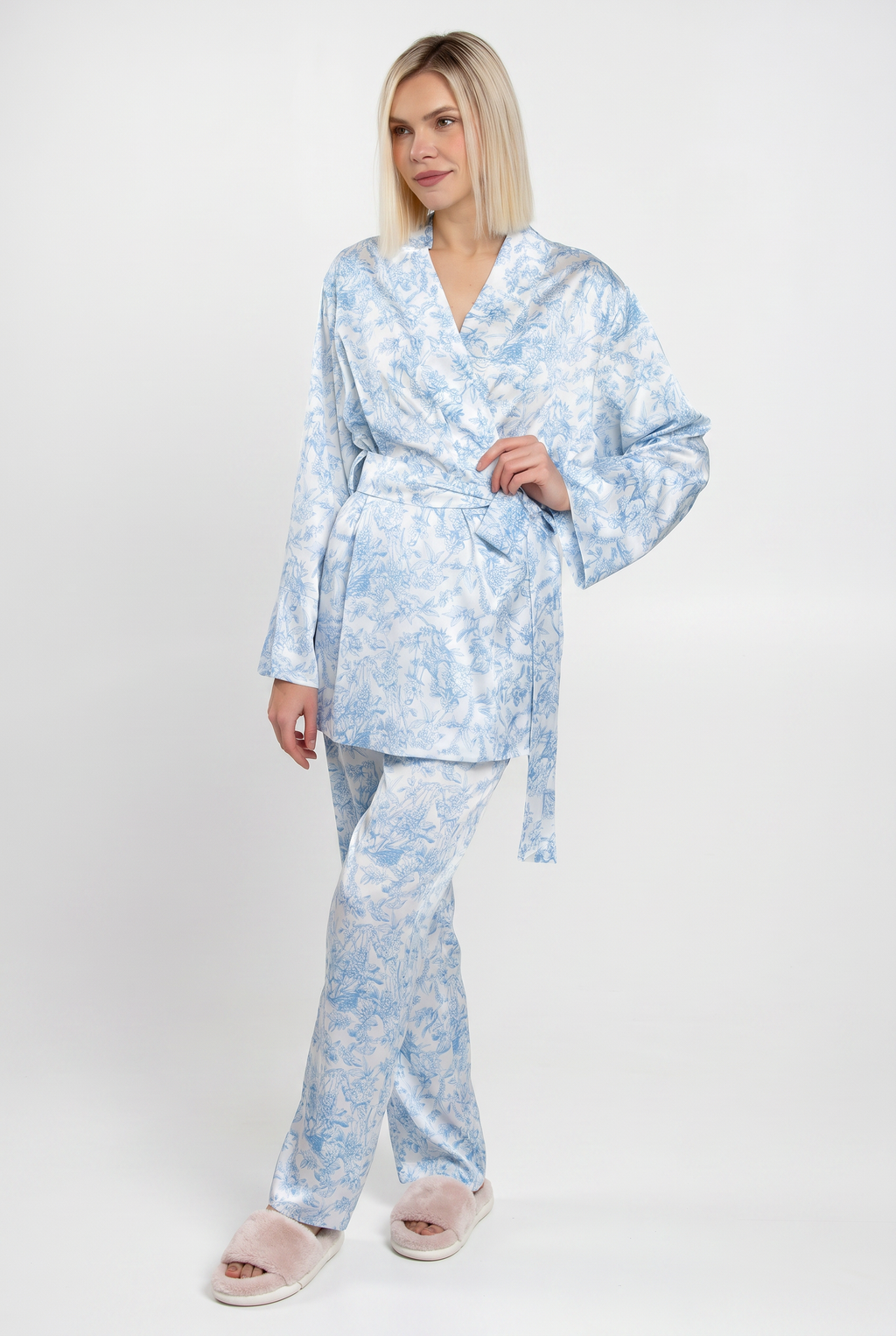 Seidenpyjama TOILE SILK 5512/050 (white/blue toile de jouy)