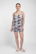 Kurzer Seidenpyjama LEAFSONG 6042/050 (mokko print)