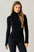 Gerippter Rollkragenpullover FLEX LONGSLEEVE POWER (black)