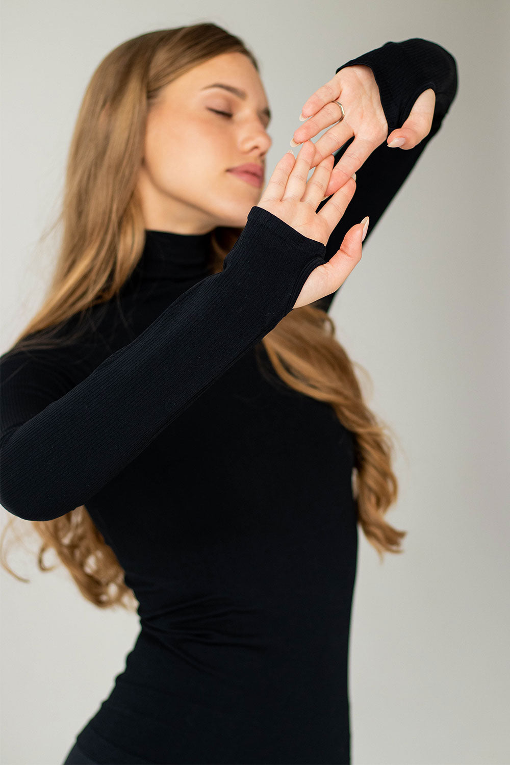 Gerippter Rollkragenpullover FLEX LONGSLEEVE POWER (black)
