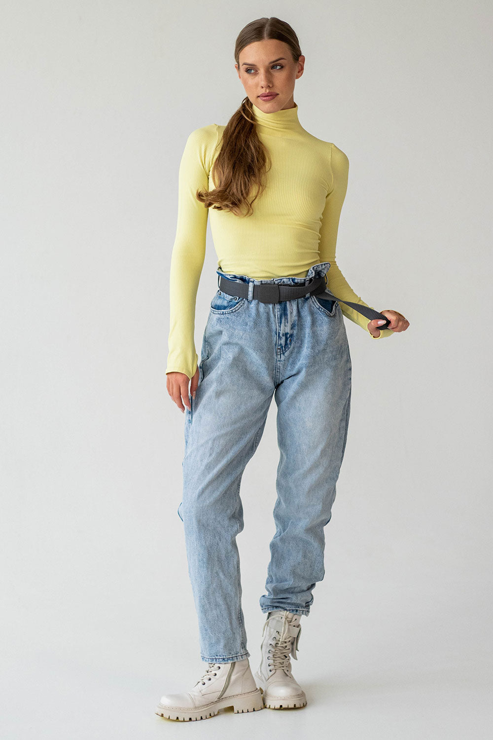 Gerippter Rollkragenpullover FLEX LONGSLEEVE POWER (lemon grass)