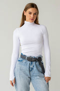 Gerippter Rollkragenpullover FLEX LONGSLEEVE POWER (white)