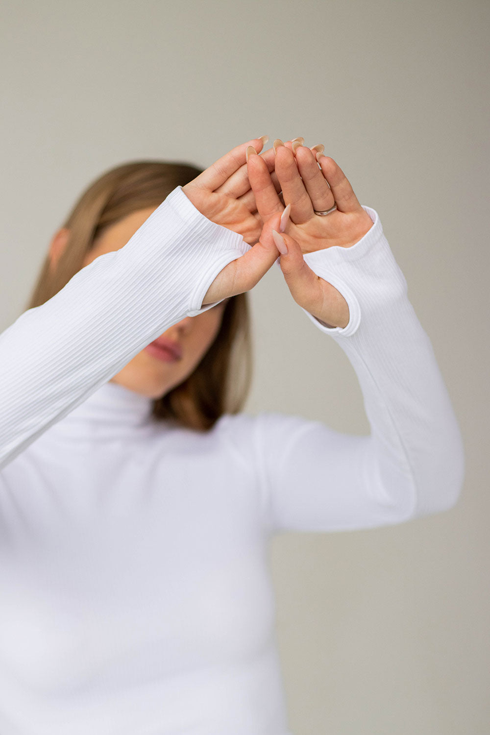 Gerippter Rollkragenpullover FLEX LONGSLEEVE POWER (white)